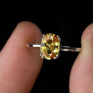 Natural Yellow Sapphire Ring: Sterling Silver, US Size 6.5