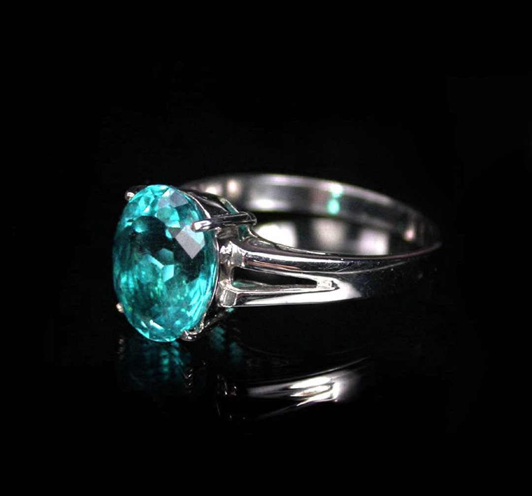 NEW 10 X8 Mm. Blue Green Topaz Ring Silver Sterling or Ring Birthday