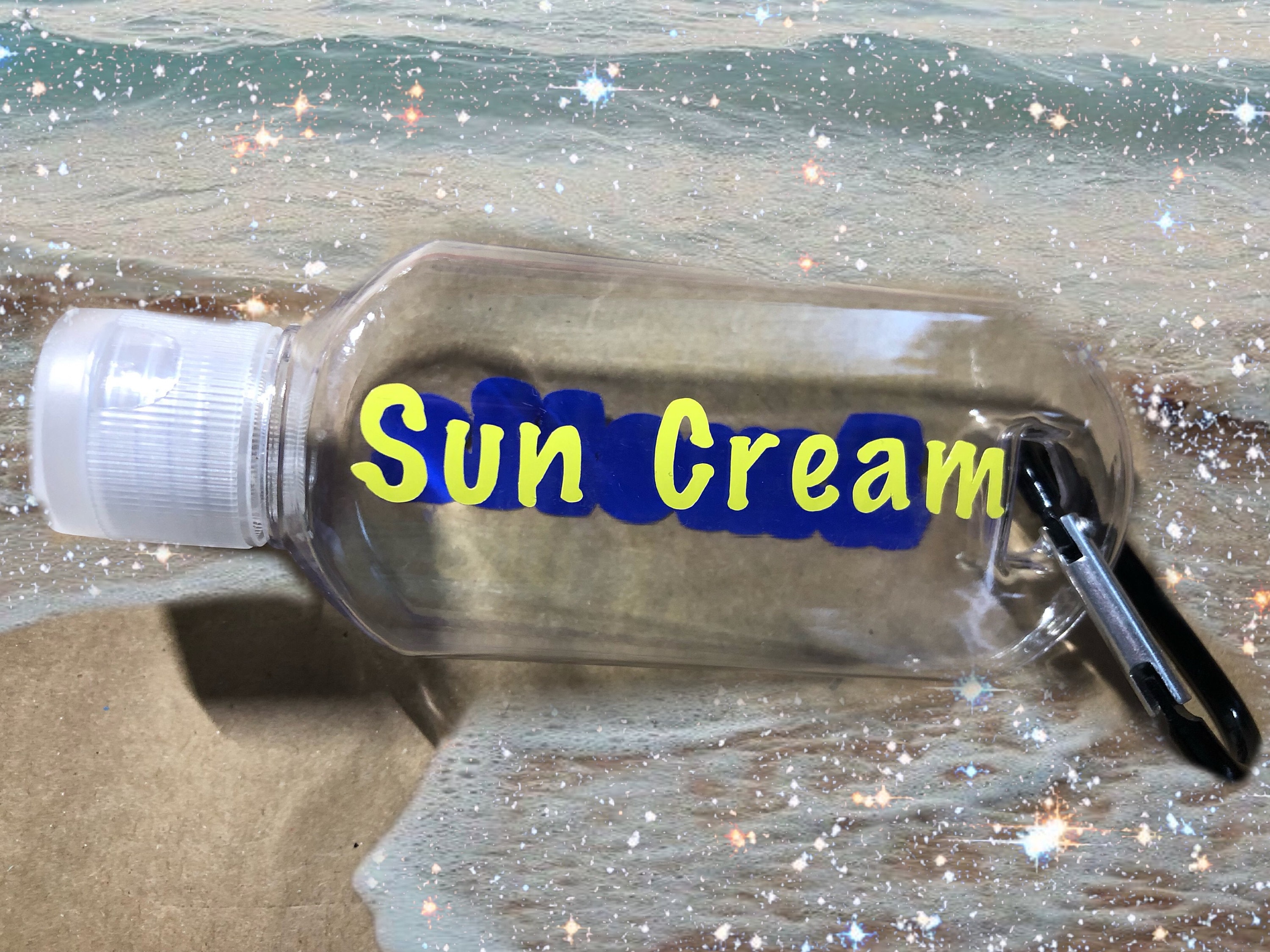 50ml personalised sun cream bottles. Etsy