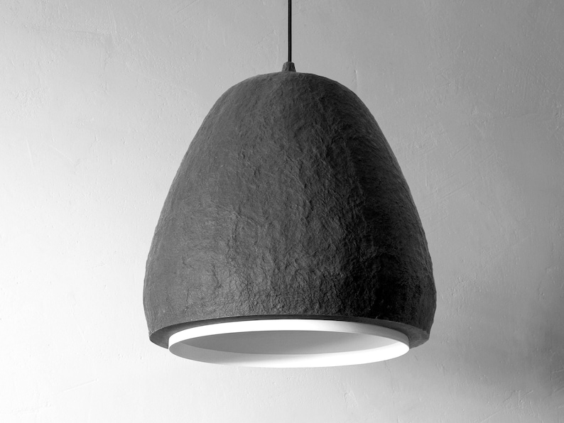 Lampe industrielle noire, lampe à suspension minimaliste, éclairage en béton, éclairage de cuisine image 1