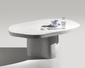 PLINTH Sculptural Coffee Table – Textured Composite Design Table, Brutalist Modern Interior Accent