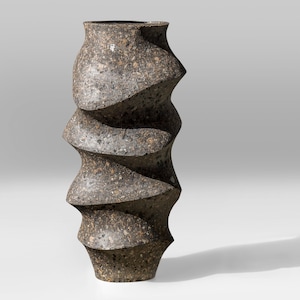 Large Floor Vase, Brutalist Concrete-Look Sculpture, Handmade Statement Vase, Textured Art Object, MONOLITH I image 10