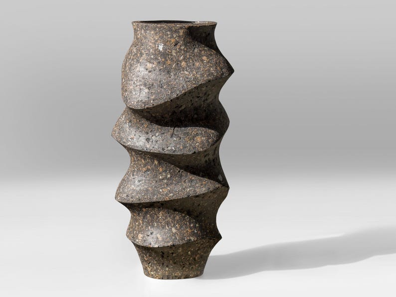 Large Floor Vase, Brutalist Concrete-Look Sculpture, Handmade Statement Vase, Textured Art Object, MONOLITH I image 10