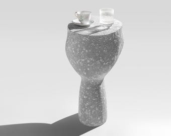 PLINTH Side — Textured Concrete Side Table, Modern Minimal Interior Accent