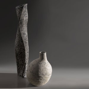 Contemporary Sculptural Tall Vase, Abstract Floor Art for Minimalist Interior, Handmade Rustic Sculpture, Home accent
