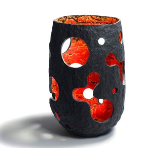 Sculptural vase, black candle lantern, restaurant table decor image 1