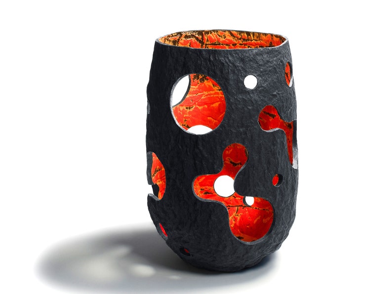 Sculptural vase, black candle lantern, restaurant table decor image 1