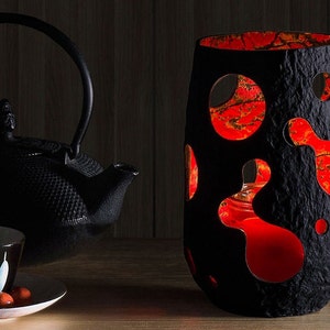 Sculptural vase, black candle lantern, restaurant table decor image 3
