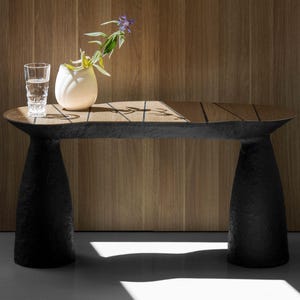 Minimalist Black Bench – Handmade Entryway or Bedroom Seating – Rustic Wood Banquette – Organic Modern Distressed Furniture