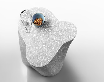 Plinth Low — Brutalist Concrete Coffee Table, Architectural Living Room Centerpiece