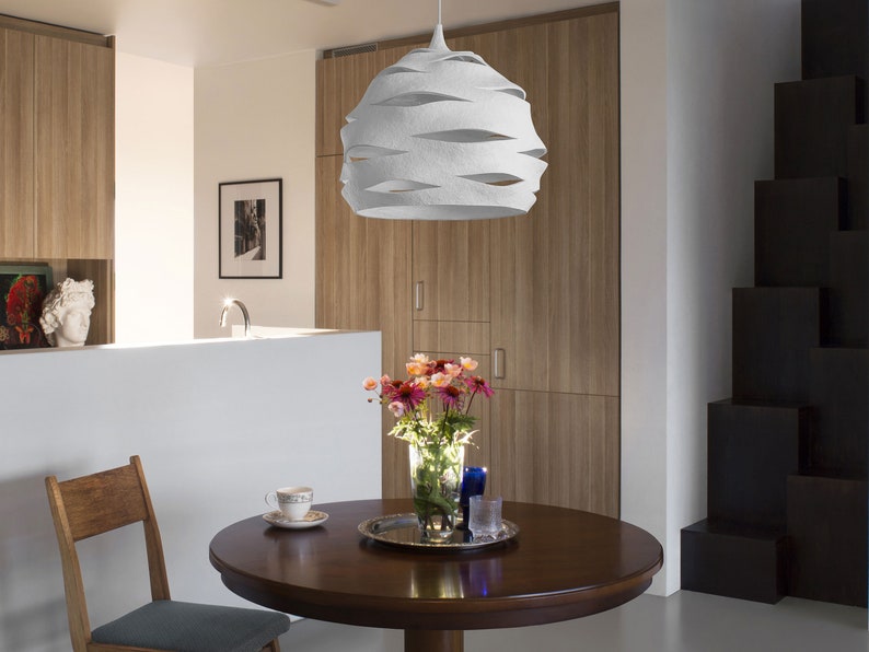 White Light Ficture, Dining Room Lighting, Modern Light Fixture, Pendant Light, Contemporary Light image 4