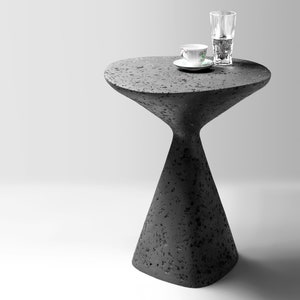 Black sculptural side table, accent furniture