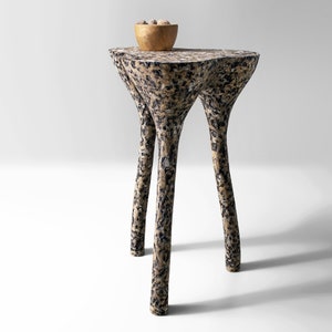 Tripod side table, sculptural interior accent