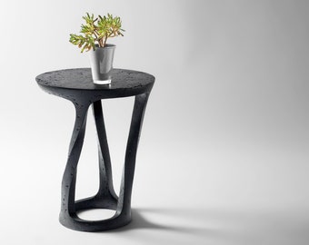 BENT Sculptural Side Table – Handmade Minimal Design Table, Contemporary Interior Object