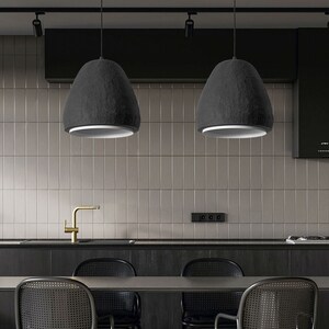 Black Industrial Light, Minimalist Hanging Lamp, Concrete Lighting, Kitchen Lighting image 2