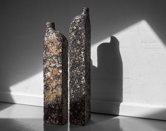 BLOCK Sculptural Vase — Black Brutalist Interior Object