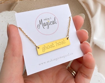 Ghost Host Necklace | Gold Waterproof & Tarnish Resistant Jewellery | Halloween Jewelry | Theme Park Gift | Haunted Mansion Outfit