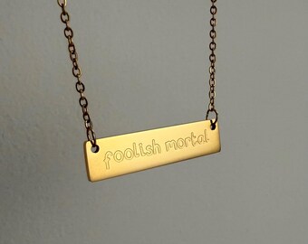 Foolish Mortal Necklace | Gold Waterproof & Tarnish Resistant Jewellery | Halloween Jewelry | Theme Park Gift | Haunted Mansion Outfit