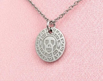 Pirate Treasure Necklace - Silver | Pirate Coin | Waterproof and Tarnish Resistant Jewellery | Cruise and Theme Parks