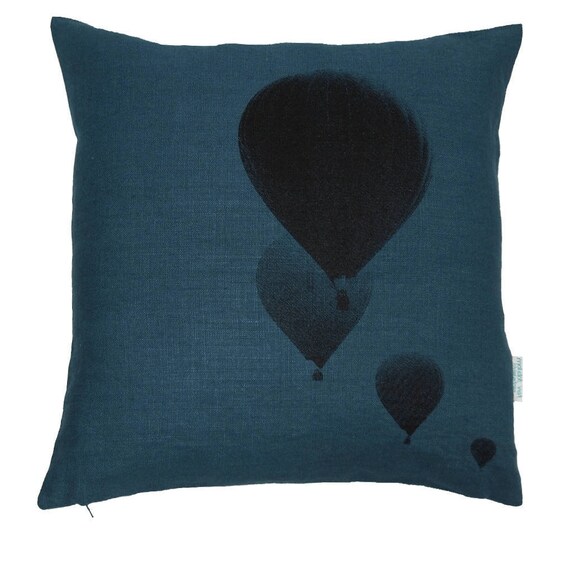 Peacock 50x50cm Screen Printed Balloons French Linen Cushion Etsy
