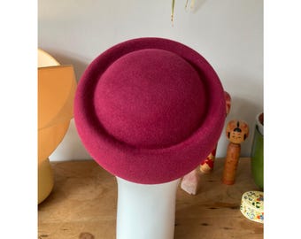Burgundy Coloured Wool Felt Hat,embellished With a  display picture 2