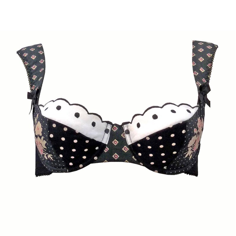 patchwork vintage cotton print and embroidery bra in any size