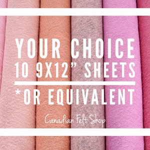 10 Wool Blend Felt Sheets, Choose Your Own Colours, Wool Fabric, Nonwoven, Merino Wool, 9x12 Sheets, 12x18 Sheets