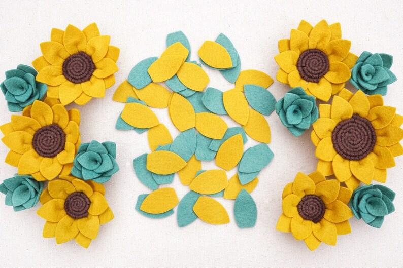 Your Choice 2 Colours DIY Flowers and Succulents Craft Supply Set of 72 Felt Flower Petal Die Cuts Wool Blend Felt DIY Crafts