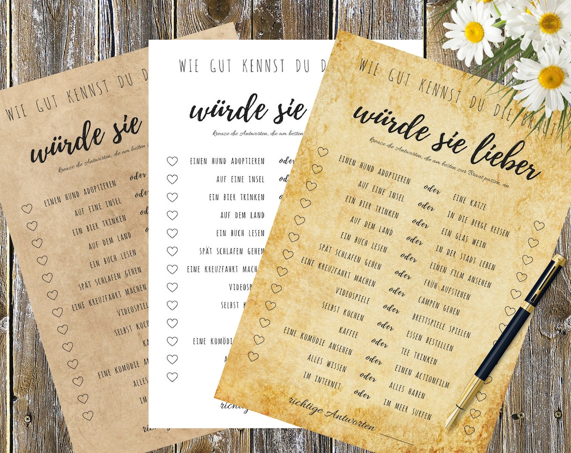 Ubereinstimmungsspiel Hochzeit Fragen Pdf