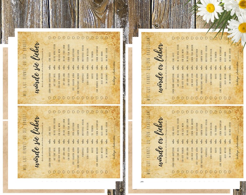 Hochzeitsspiel Fragen Hochzeit Übereinstimmungsspiel | Etsy