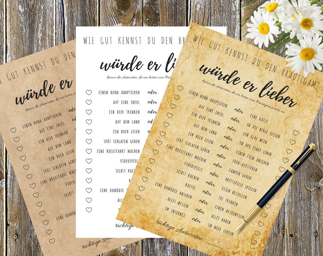 Ubereinstimmungsspiel Hochzeit Fragen Pdf