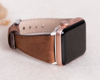 Volnerf leren Apple Watch-band, antiekbruin, slank