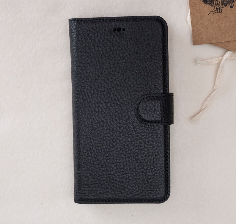iPhone XR Black Detachable Wallet Case, Genuine Leather Case for iPhone XR, Free Shipping image 2