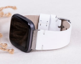 Cinturino Fitbit Watch in pelle bianca per Versa 1-4, Lite e Sense / Sense 2