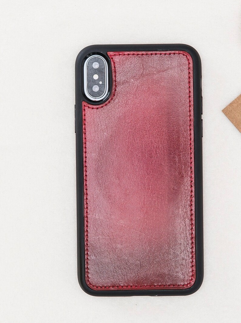 Red Full Grain Leather Wallet Case for Iphone XS Max Etsy
