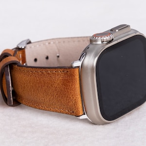 Camel Apple watch strap, Leather Band 49mm 45mm 38mm 42mm 40mm 44mm for Apple Watch 1-10, Ultra, Free Shipping