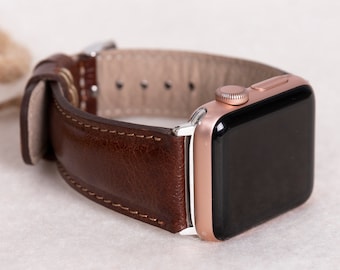 Dark Brown Apple watch strap, Leather Band 41mm 45mm 40mm 44mm 49mm for Apple Watch 1-9, Ultra, Free Shipping