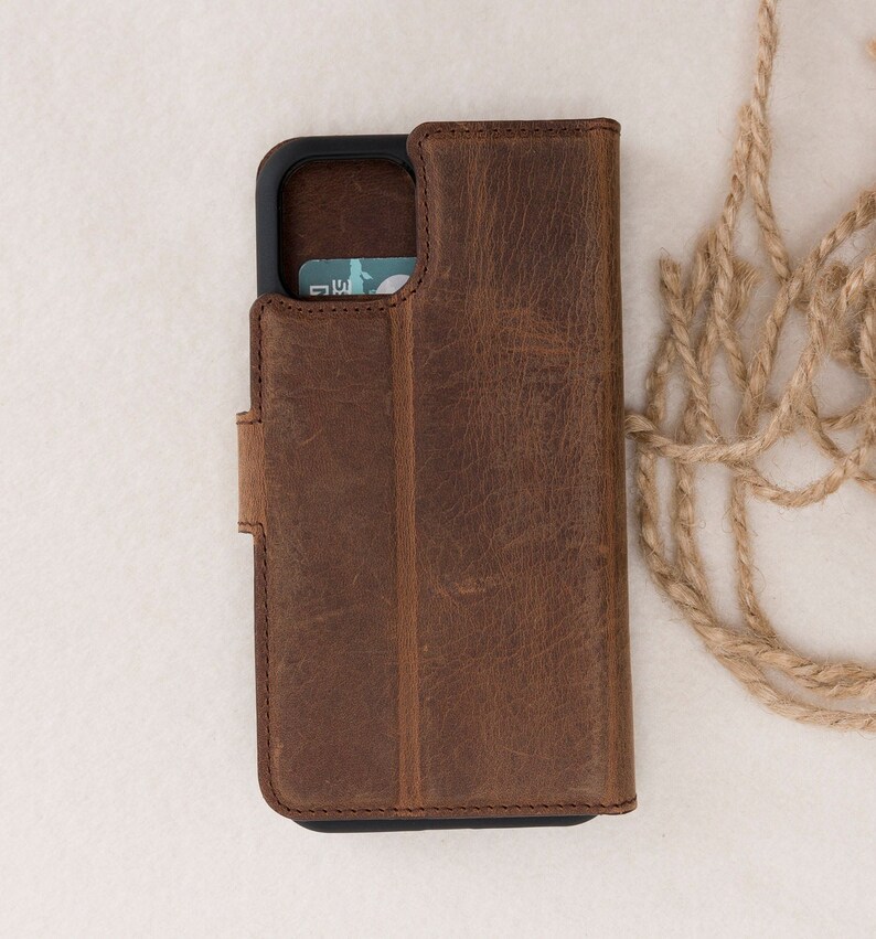 5.4 Free Shipping Iphone 12 Mini Antic Brown Detachable Wallet Case