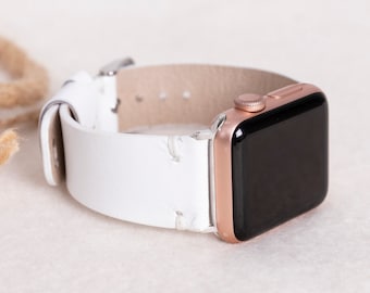 Witte volnerf lederen Apple Watch-band