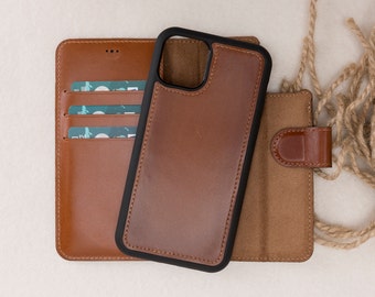 Iphone 11 Pro (5.8") Burnished Brown Detachable Wallet Case, Full Grain Leather iPhone 11 Pro Case, Free Shipping