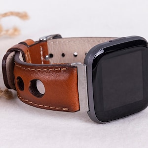 Correa Fitbit de cuero Rally color tostado bruñido para Versa 1-4, Lite y Sense/Sense 2