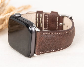 Bruin leren Apple Watch-bandje, voor series 1-11, Ultra 1-3