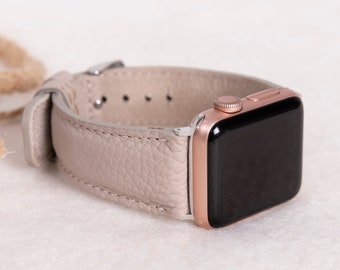 Correa beige para Apple Watch, correa de piel auténtica, 38 mm, 42 mm, 40 mm, 44 mm y 49 mm.