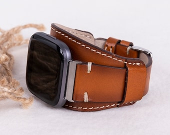 Fitbit-klockarmband i brunt läder för Versa 1-4, Lite och Sense/Sense 2