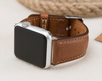 Tan Color Apple watch strap, Leather Band for Apple Watch 1-9, Ultra, Free Shipping