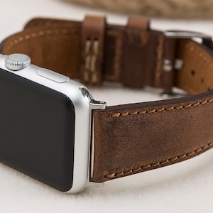 Antiekbruine leren horlogeband voor Apple Watch | Leren horlogeband