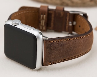 Correa de cuero marrón antiguo para Apple Watch
