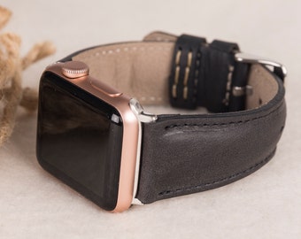 Dark Gray Full-Grain Leather Apple Watch Strap