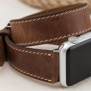 Antic Brown Apple watch Double Wrap, Leather Double Wrap 38mm 42mm 40mm 44mm for Apple Watch 1-10 & Ultra, Free Shipping