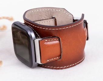 Fitbit-klockarmband i brunt läder för Versa 1-4, Lite och Sense/Sense 2